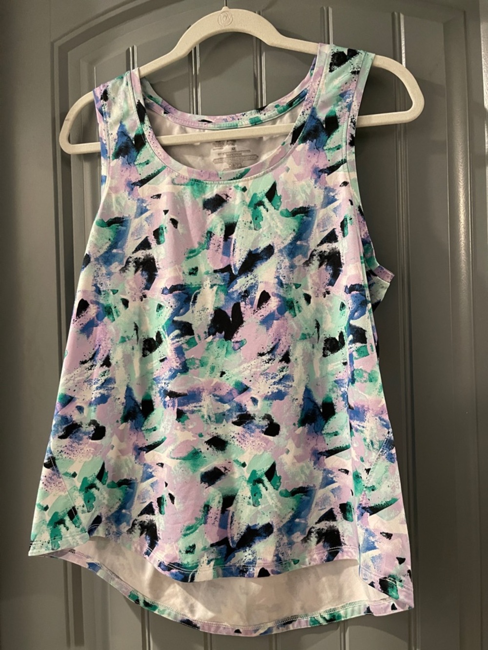 Abstract Brushstroke Tank Top in Mint & Lavender - Women's Lightweight Layer